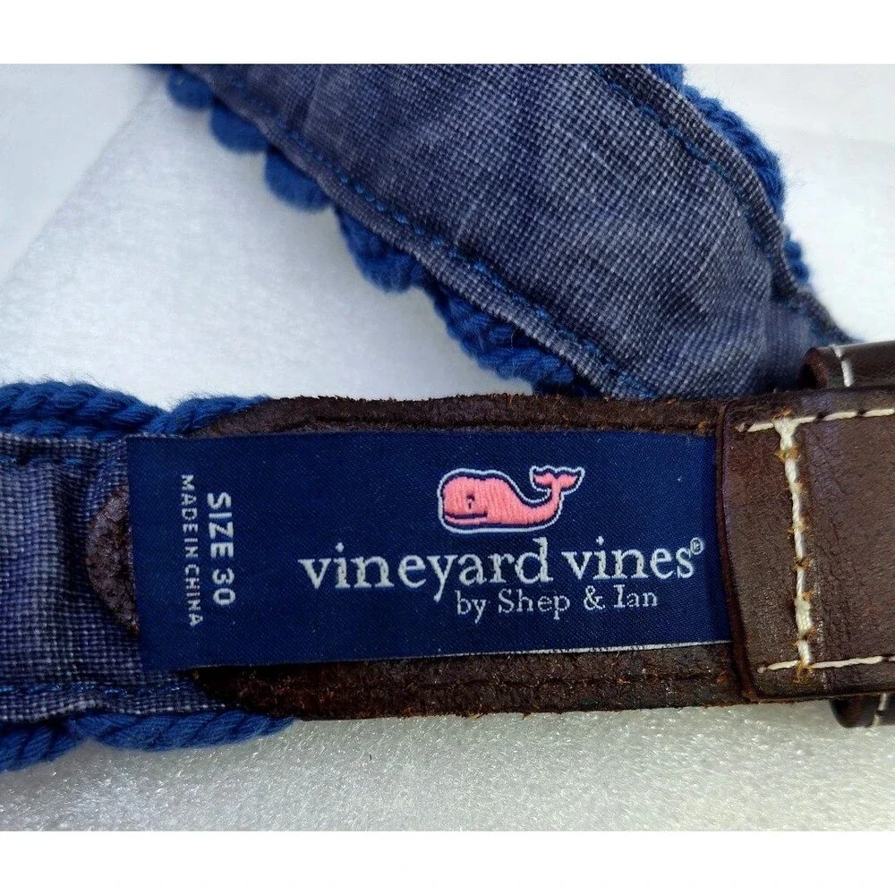 Vines By Shep & Ian Men's Size 30 Blue/ Brown Woven Fabric Golf Belt